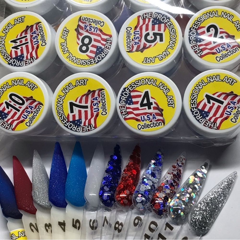 Usa Collection acrílic powther mix Glitter Nail Art Set